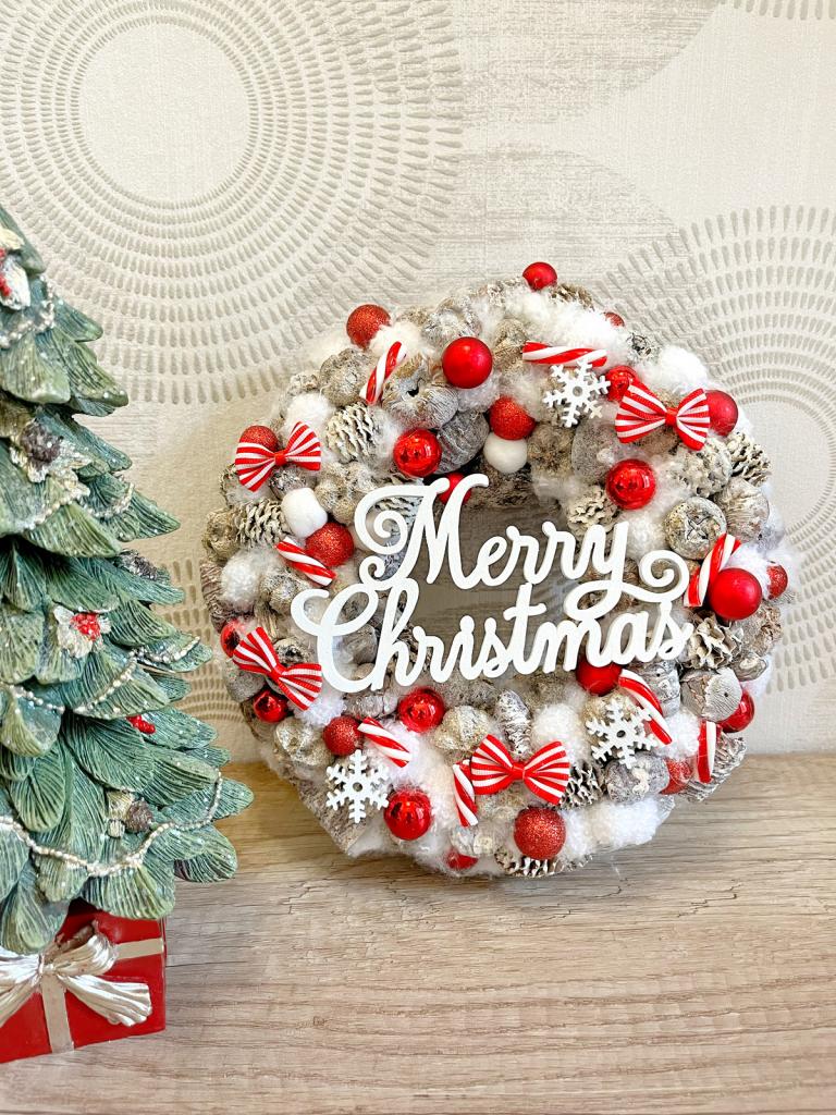 Merry Christmas kopogtató, piros színű 1