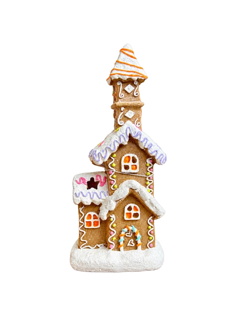 Mézeskalács templom Led-es 9x23,5cm világítós 1