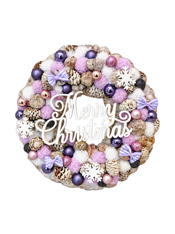 Merry Christmas kopogtató, lila színű