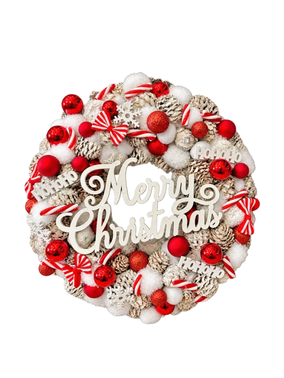 Merry Christmas kopogtató, piros színű