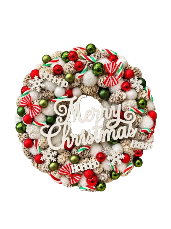 Merry Christmas kopogtató, piros zöld színű