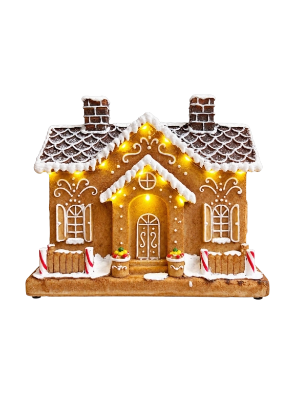 Mézeskalács házikó LED világítással 25x14,5x21,5cm