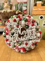 Merry Christmas kopogtató, piros zöld színű 6