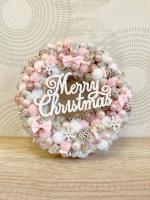 Merry Christmas kopogtató, rózsaszínű 4