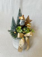 Egér ajándékkal adventi asztaldísz, 25cm 2