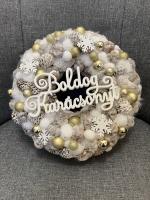 Boldog karácsonyt kopogtató, arany színű, 24cm 9