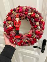Bordó diótörős adventi kopogtató 31cm 6