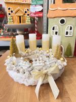 Adventi koszorú arany-fehér vonattal 5