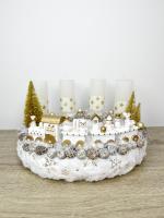 Adventi koszorú arany-fehér vonattal 6