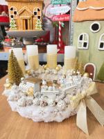 Adventi koszorú arany-fehér vonattal 8