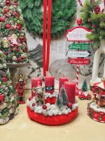 Adventi koszorú síelő egérrel piros színű 4