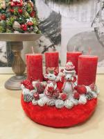 Adventi koszorú egérpárral piros színű 4