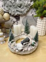 Adventi koszorú fehér autóval 3