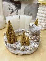 Adventi koszorú arany-fehér madárral 6