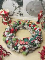 Karácsonyi kavalkád vonattal, adventi kopogtató ajtóra 35cm 1