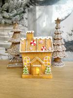 Mézeskalács házikó Led-es 14x23cm világítós 3