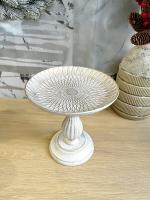 Tányéros talpas tál antikolt fehér arany 20x19cm 3