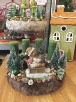 Adventi koszorú szánkózó macival, zöld-barna, 28cm 3