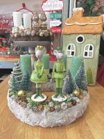 Adventi koszorú egér királyi párral, zöld-fehér, 28cm 3
