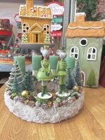 Adventi koszorú egér királyi párral, zöld-fehér, 28cm 4