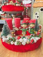 Adventi koszorú manókkal, piros-zöld, 28cm 4