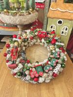 Adventi kopogtató diótörővel és vonattal, piros-zöld, 34cm 5