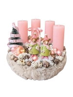 Adventi koszorú egérpárral, púder-zöld, 24cm 1