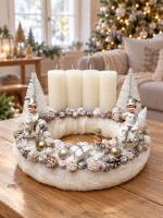 Adventi koszorú fehér gyerekekkel 2