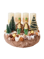 Adventi koszorú katona egerekkel, bézs-zöld, 24cm 1
