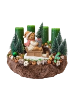Adventi koszorú szánkózó macival, zöld-barna, 28cm 1
