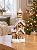 Mézeskalács templom Led-es 9x23,5cm világítós 2