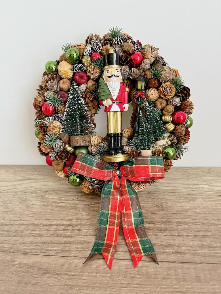 Diotörős, masnis adventi kopogtató, 24cm 1