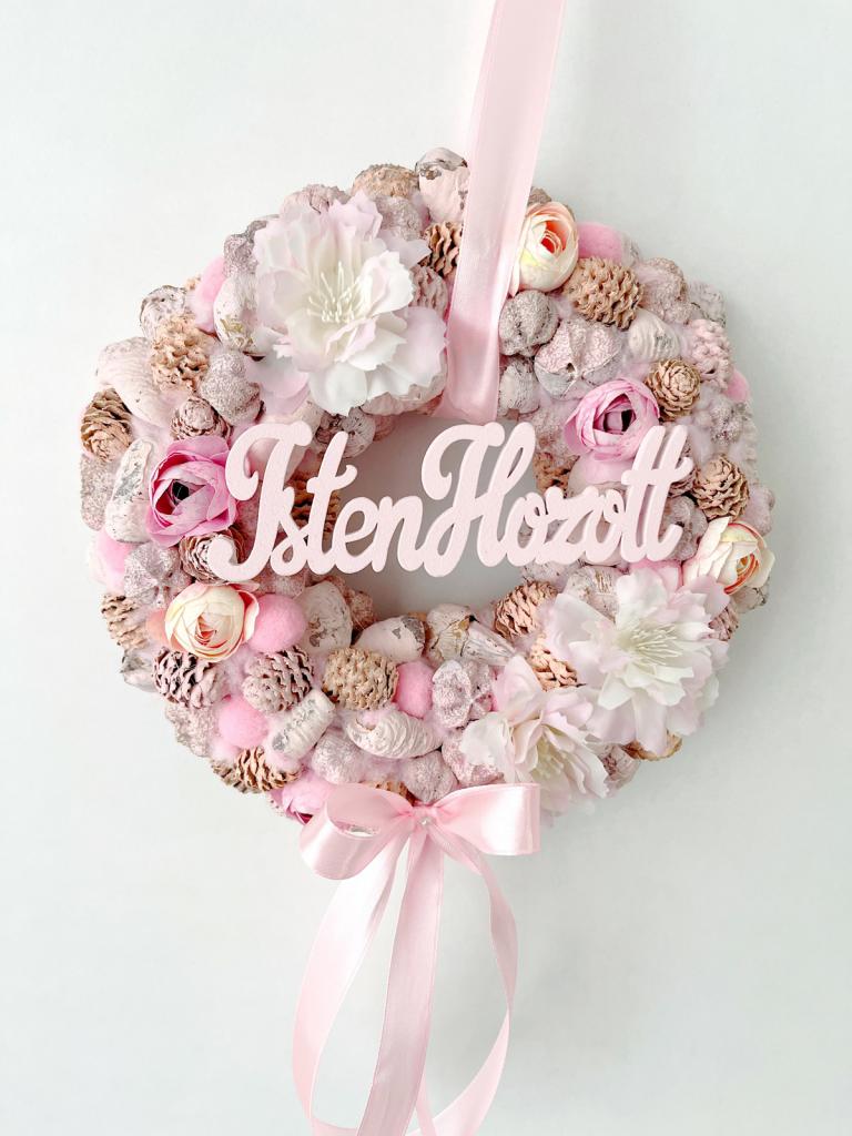 Isten hozott feliratú ajtódísz masnival, 24cm 1