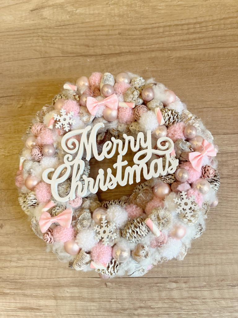 Merry Christmas kopogtató, rózsaszínű 1