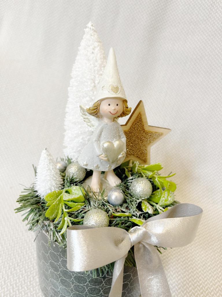 Angyal szívvel adventi asztaldísz, 27cm 1