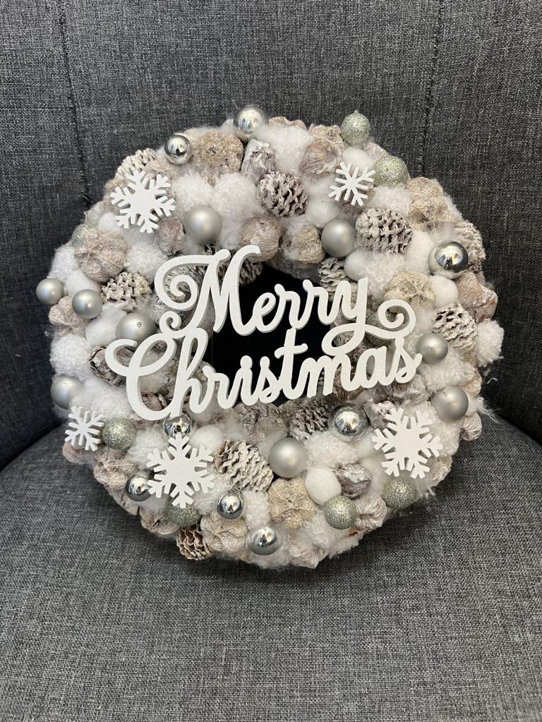 Merry christmas kopogtató, ezüst színű 1