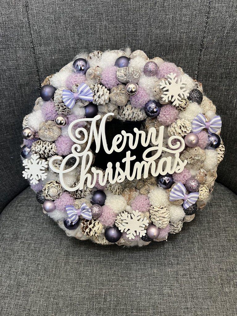 Merry Christmas kopogtató, lila színű 1