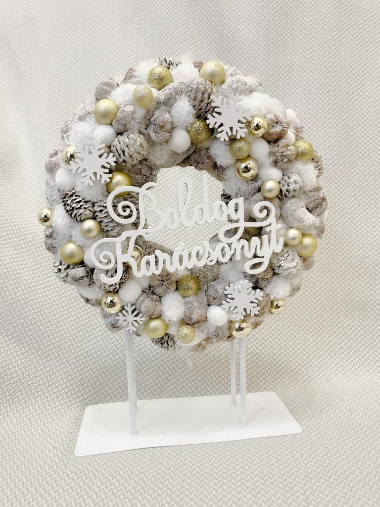 Boldog karácsonyt kopogtató, arany színű, 24cm 1