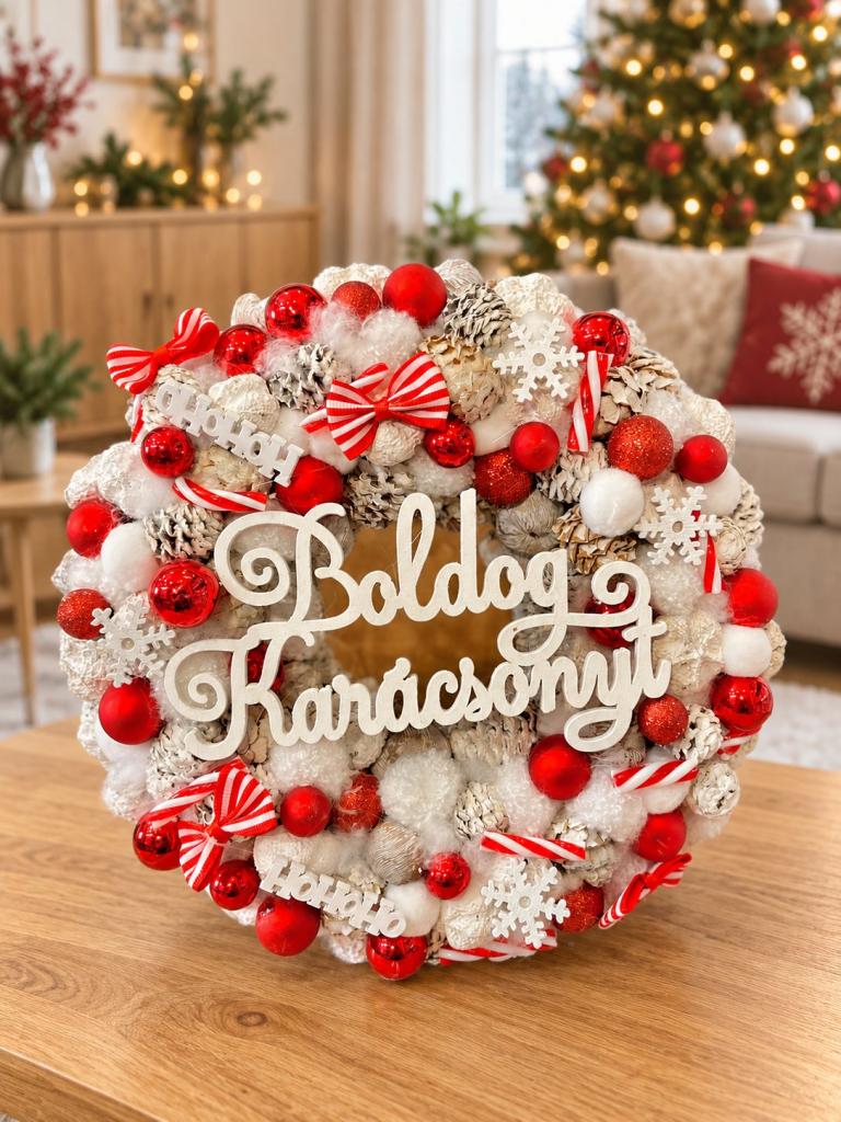 Boldog karácsonyt kopogtató, piros színű 1