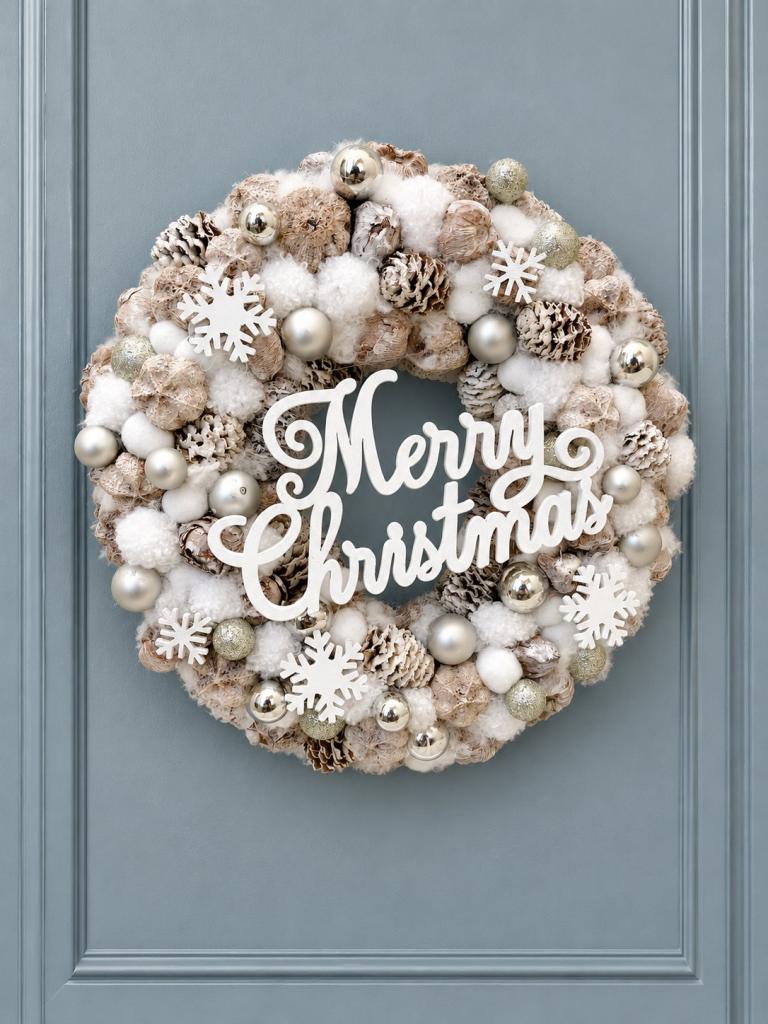 Merry christmas kopogtató, ezüst színű 1