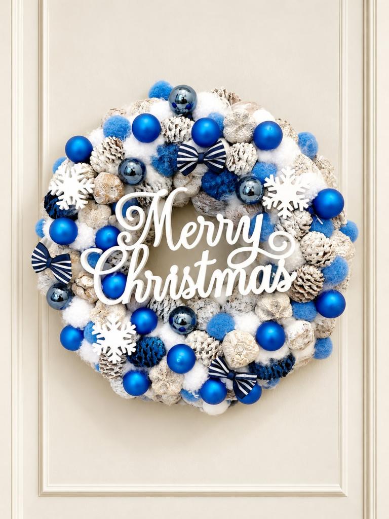 Merry Christmas kopogtató, kék színű 1