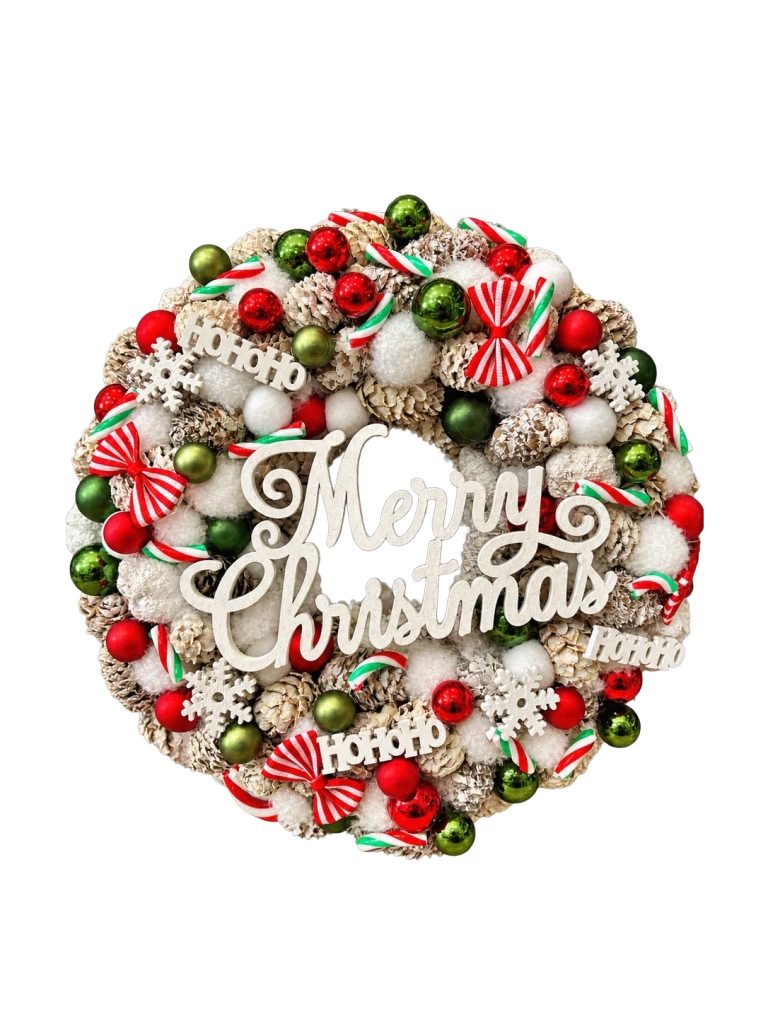 Merry Christmas kopogtató, piros zöld színű 1
