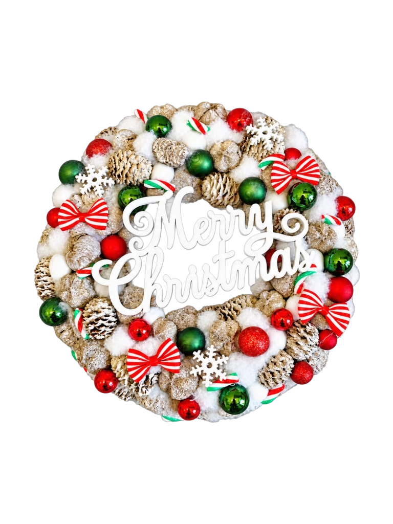 Merry Christmas kopogtató, piros zöld színű 1