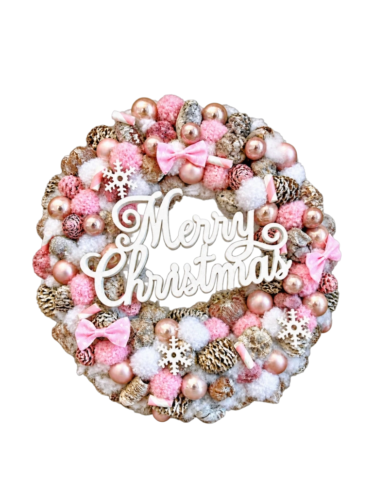 Merry Christmas kopogtató, rózsaszínű 1