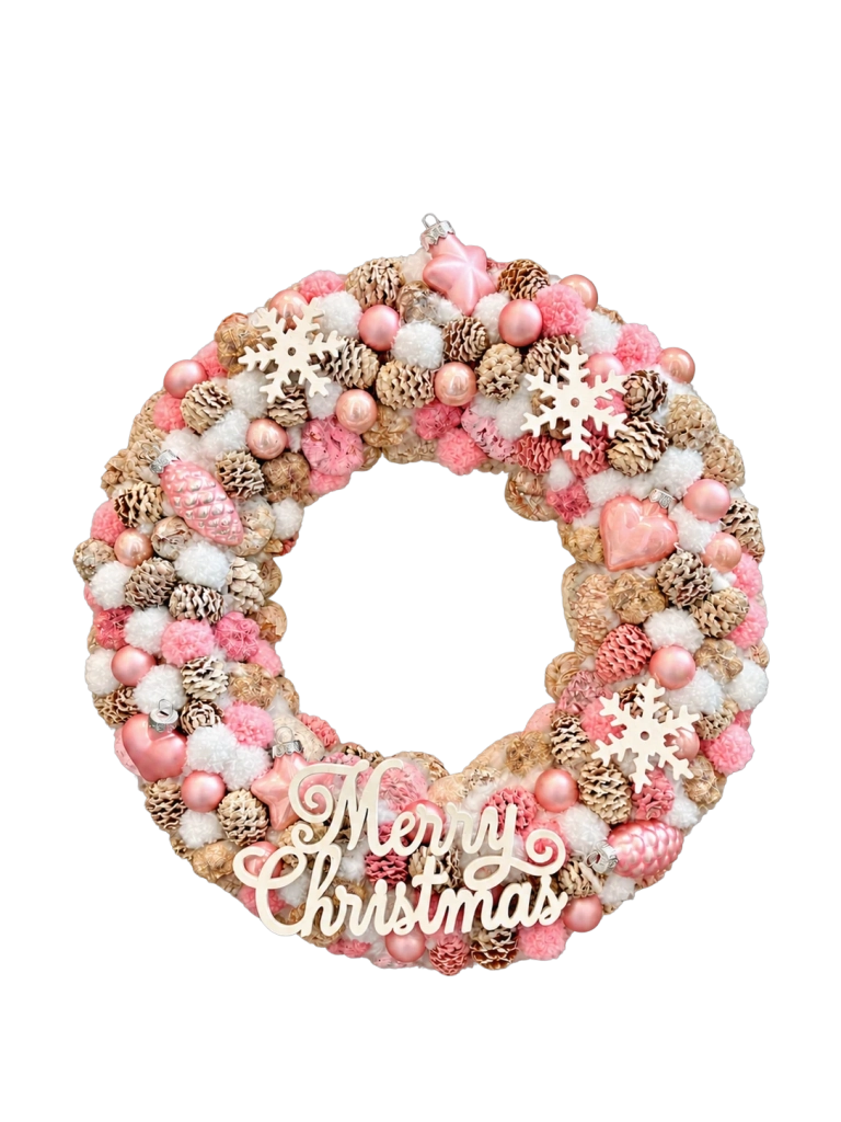 Merry Christmas kopogtató, rózsaszínű - nagy méret 1