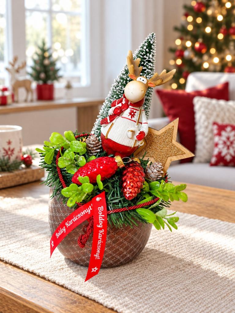 Rénszarvasos adventi asztaldísz, 30cm 1