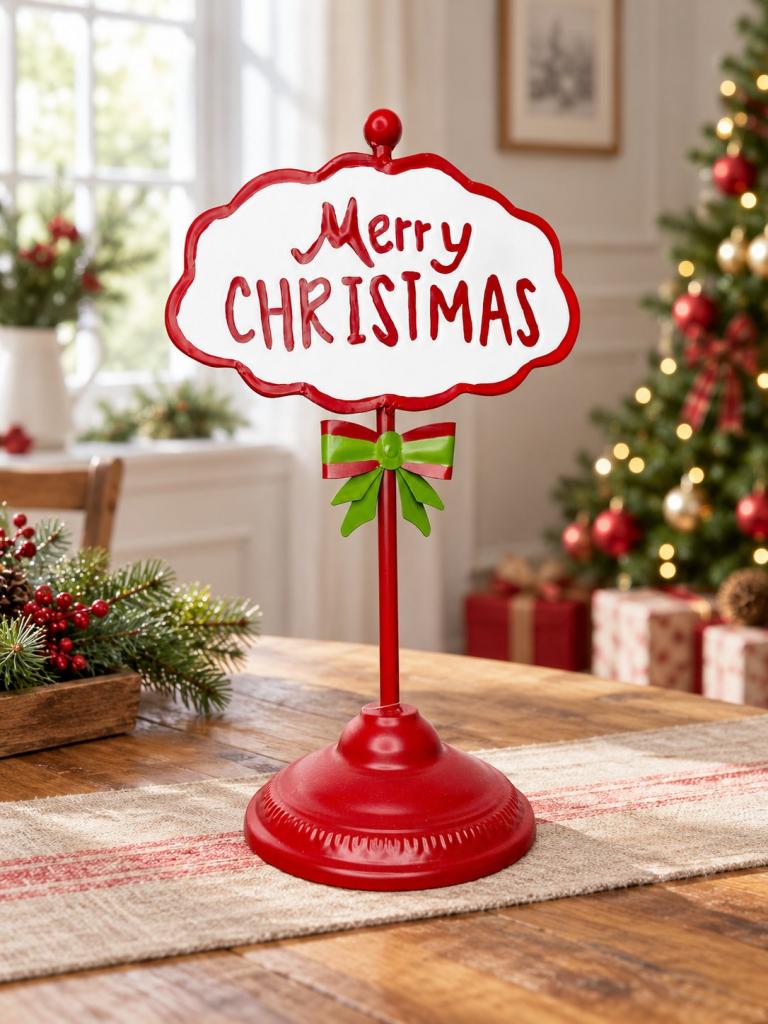 Tábla "Merry Christmas" felirattal 39cm 1