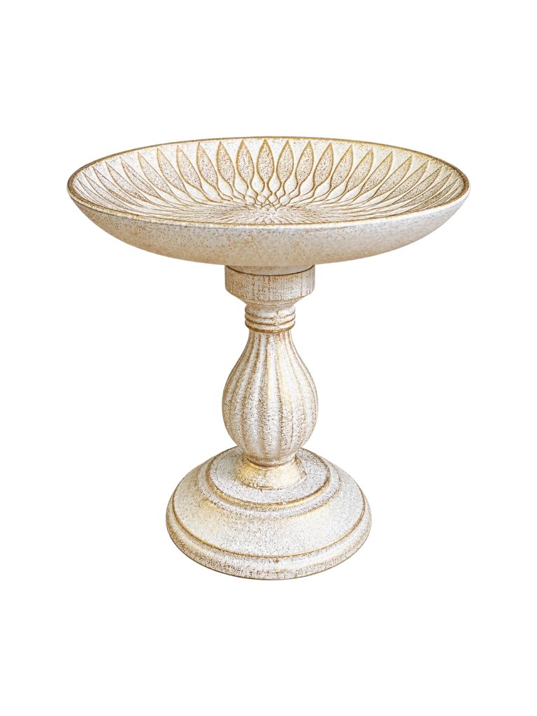 Tányéros talpas tál antikolt fehér arany 20x19cm 1