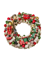 Adventi kopogtató diótörővel és vonattal, piros-zöld, 34cm 1