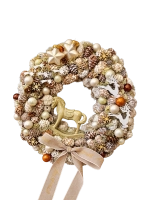 Adventi kopogtató hintalóval, pezsgő-bézs, 28cm 1